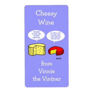 Funny Cheese Cartoon Personalised Wine Labels