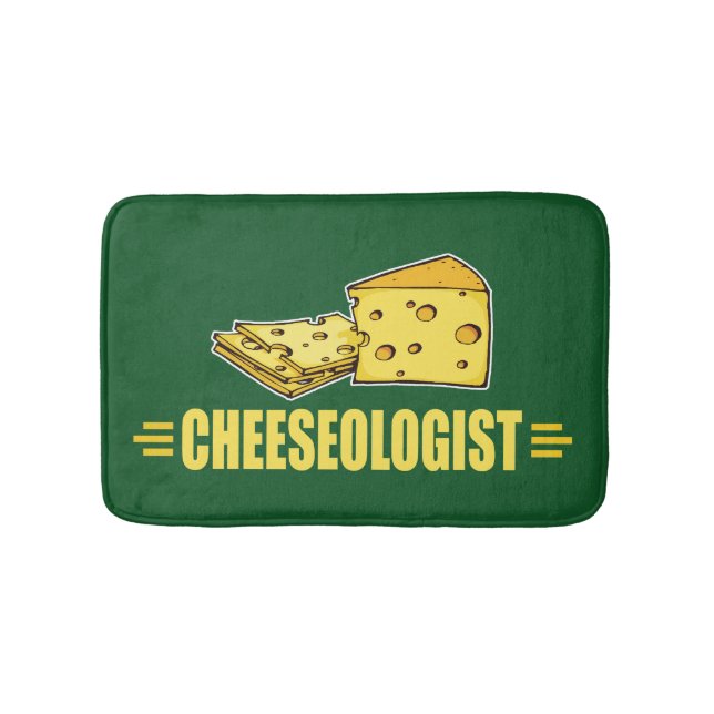 Funny Cheese Cheeseologist Cheesehead Bath Mat (Front)