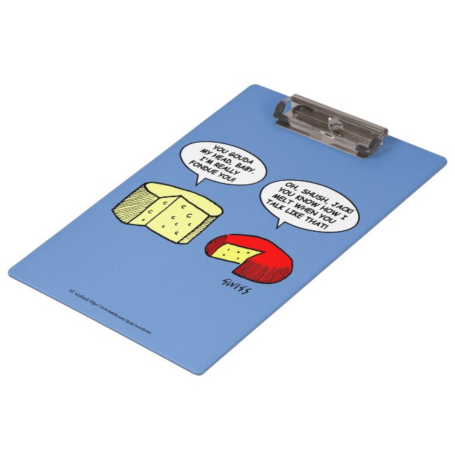 Funny Cheese Lover Cartoon Clipboard (Angled)