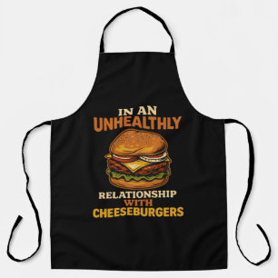 Funny Cheeseburger Eater Relationship With Burger Apron