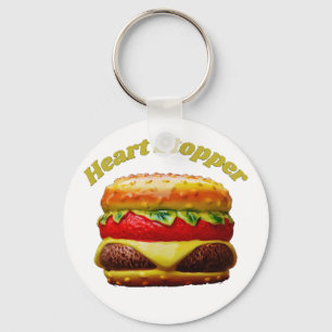 Funny Cheeseburger Heart Stopper Design Key Ring