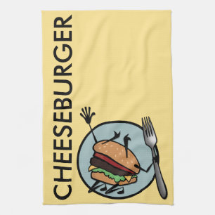 FUNNY CHEESEBURGER KITCHEN TOWEL