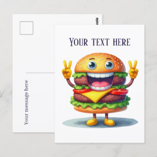 Funny cheeseburger lovers add message  postcard