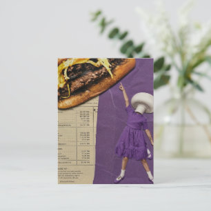 Funny Cheeseburger Mushroom Lady Collage Postcard
