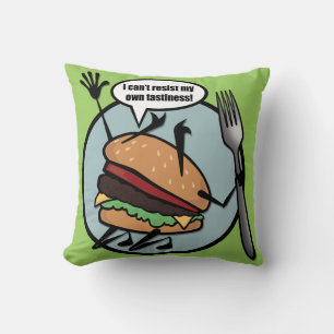 FUNNY CHEESEBURGER SQUARE THROW PILLOW