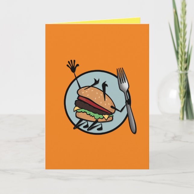FUNNY CHEESEBURGER VERTICAL GREETING CARD (Front)