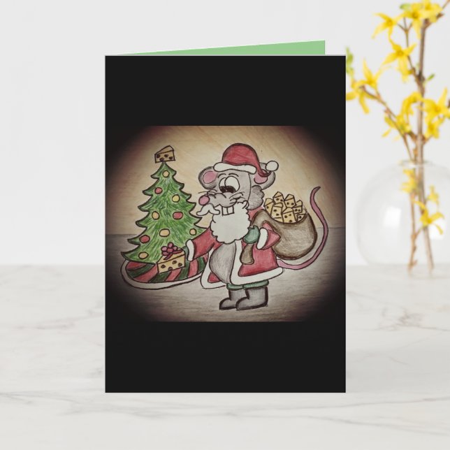 Funny Cheesy Santa Christmas Card (Yellow Flower)