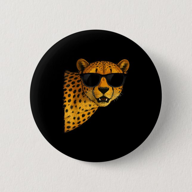 Funny Cheetah Art For Men Women Kids Animal Safari 6 Cm Round Badge (Front)
