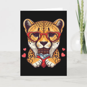 Funny Cheetah Heart Chocolate Valentine Leopard Wo Card