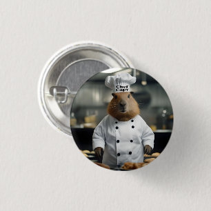 Funny Chef Capybara, 3 Cm Round Badge