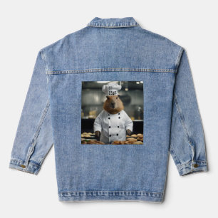 Funny Chef Capybara, Denim Jacket