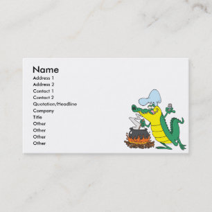 funny chef cooking gator alligator cartoon business card