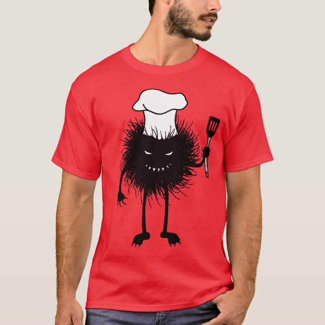 Funny Chef Evil Character Loves To Cook T-Shirt (Front)