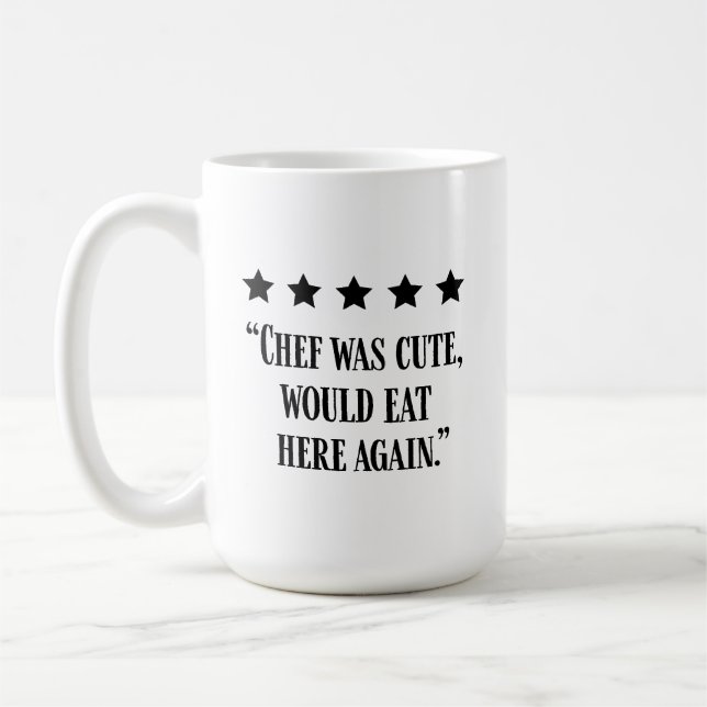 Funny Chef Five Star Review Coffee Mug (Left)