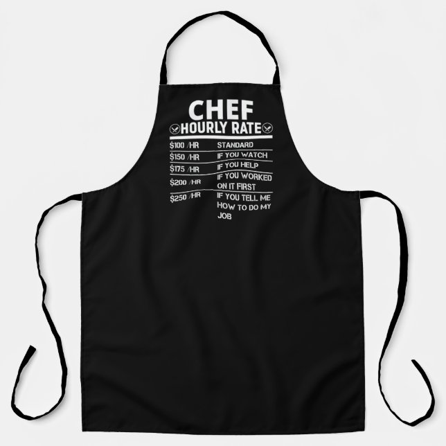 Funny Chef Hourly Rate Black Apron (Front)