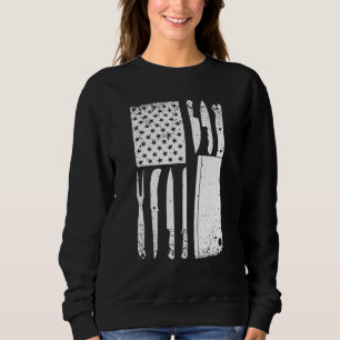 Funny Chef Knife American Flag Design For Men Wome Sweatshirt