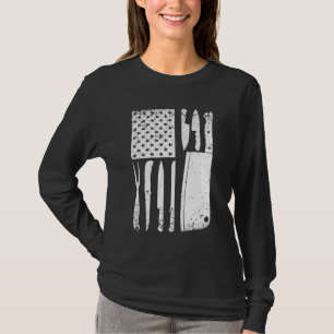 Funny Chef Knife American Flag Design For Men Wome T-Shirt