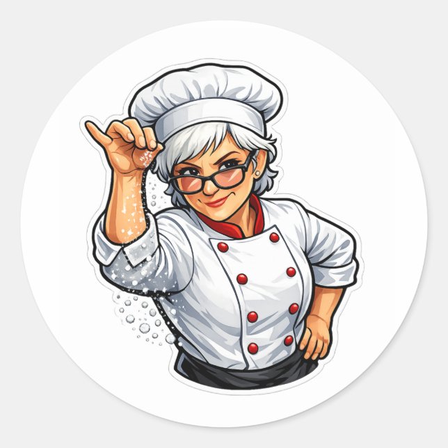 funny chef woman salt bae cooking sticker (Front)