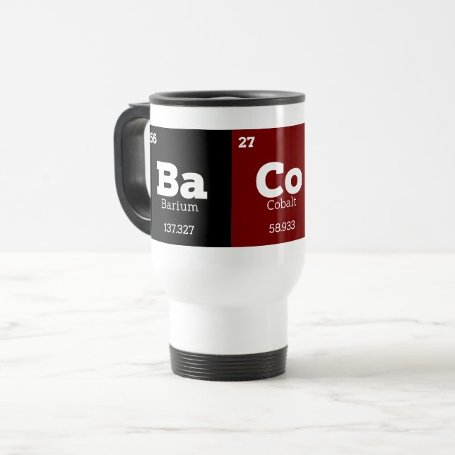 Funny Chemical Elements Bacon Travel Mug (Front Left)