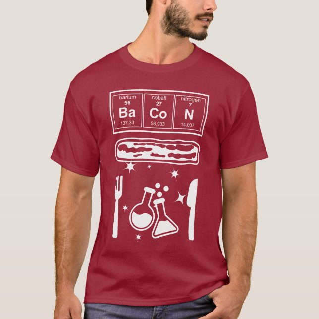 Funny Chemistry Bacon Lover Science T-Shirt (Front)
