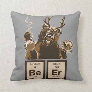 Funny chemistry bear discovered beer cushion