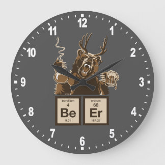 Funny chemistry bear discovered beer large clock