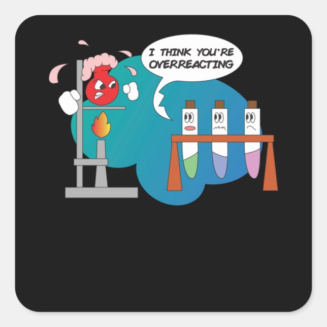 Funny Chemistry Comic Chemical Reaction Square Sticker (Front)