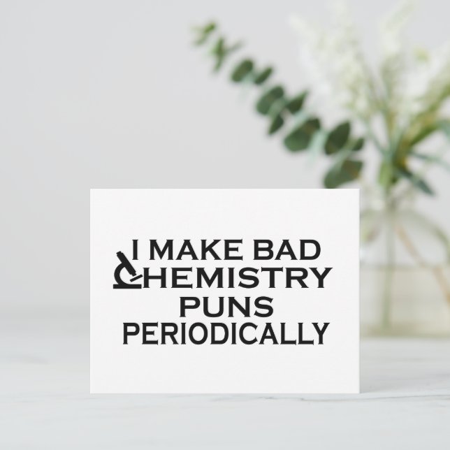 Funny chemistry quotes for chemist holiday postcard (Standing Front)