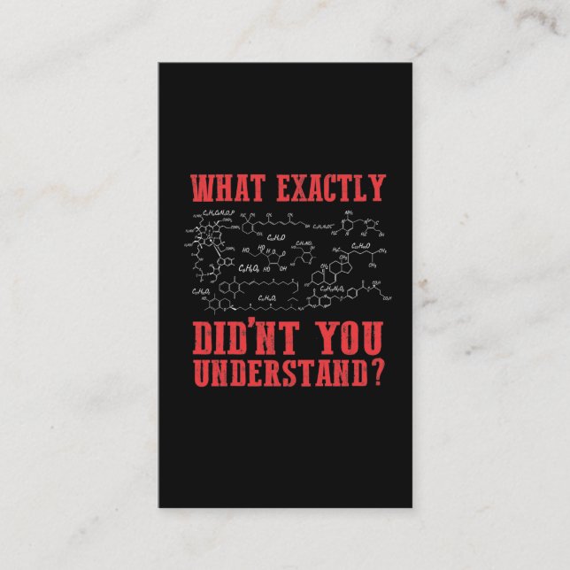 Funny Chemistry Teacher Chemist Student Formula Business Card (Front)