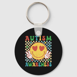 Funny Chequered Autism Awareness Month For Men Wom Key Ring