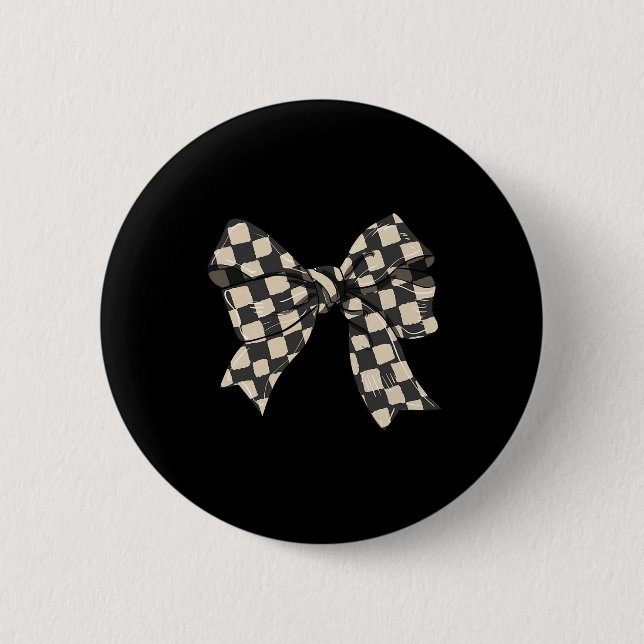 Funny Chequered Coquette Bow For Men Women 1  6 Cm Round Badge (Front)