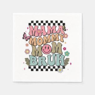 Funny Chequered Mama Flowers Mother’s Day Cute Mum Napkin