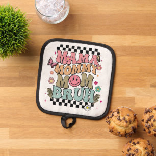 Funny Chequered Mama Flowers Mother’s Day Cute Mum Pot Holder