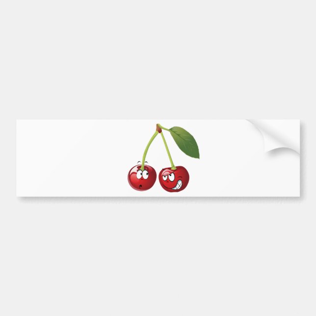 Funny Cherries with Faces Looking at Each Other Bumper Sticker (Front)