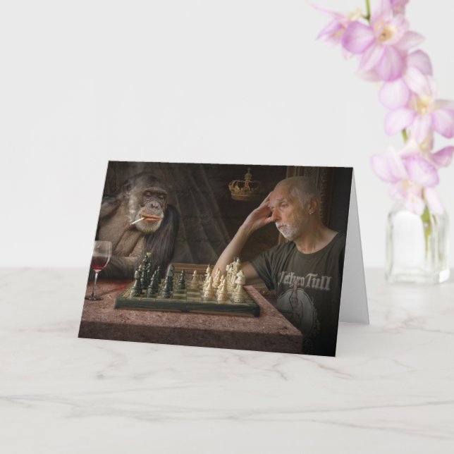 FUNNY CHESS GAME WITH APE BIRTHDAY CARD FOR HIM (Orchid)