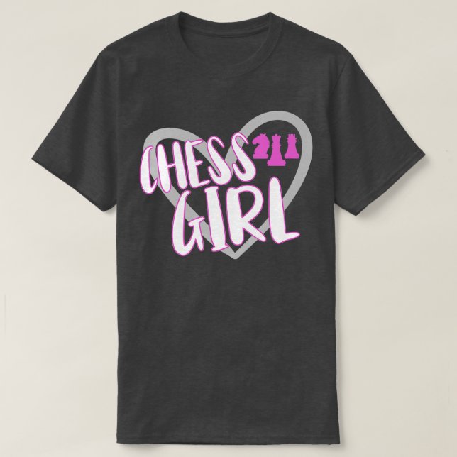 Funny Chess Girl Heart Chess Player T-Shirt (Design Front)