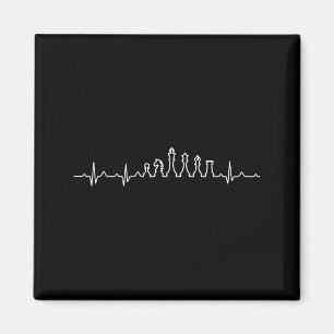 Funny Chess Heartbeat Checkers Board Game Tourname Magnet