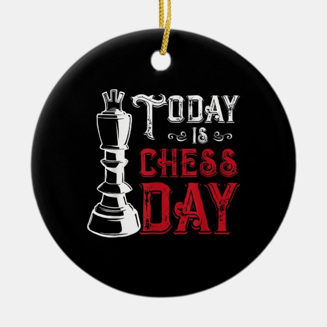 Funny Chess King Castling Design Ceramic Tree Decoration (Front)
