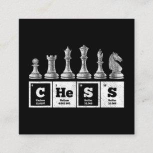 funny chess player geek periodic system chemistry square business card