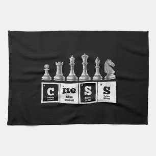 funny chess player geek periodic system chemistry tea towel