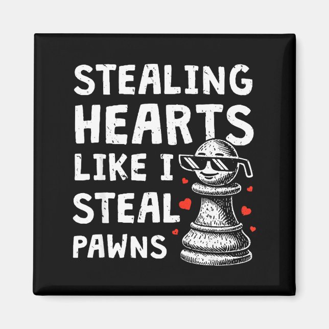 Funny chess valentines day stealing heart like magnet (Front)