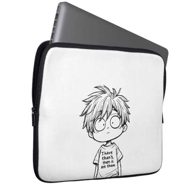 Funny Chibi Anime Boy Electronics Bag (Front Right)