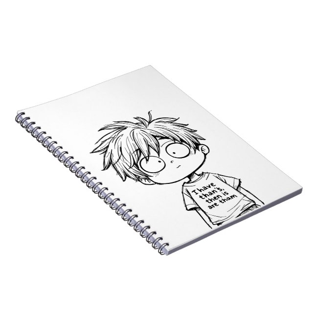 Funny Chibi Anime Boy Spiral Photo Notebook (Right Side)