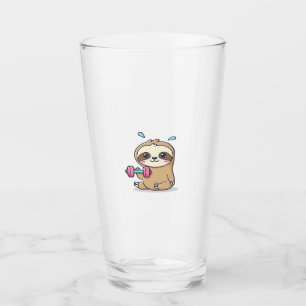 Funny Chibi Sloth Workout Cute Kawaii Gym Cartoon Glass