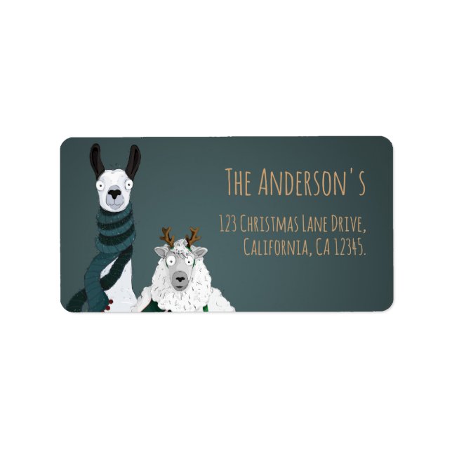 Funny Chic Cute Llama & Sheep Return Address Label (Front)