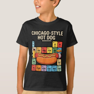 Funny Chicago Style Hot Dog Periodic Dinner Table T-Shirt
