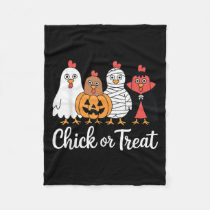 Funny Chick Or Treat Chicken Halloween  Fleece Blanket