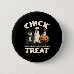Funny Chick Or Treat Chickens Ghost Witchy Hallowe 6 Cm Round Badge