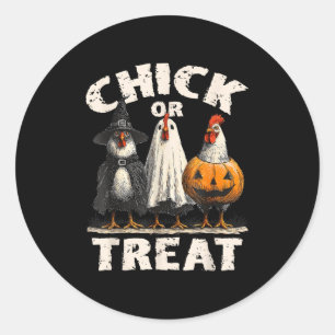 Funny Chick Or Treat Chickens Ghost Witchy Hallowe Classic Round Sticker