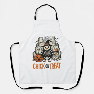 Funny Chick Or Treat Halloween Chicken Graphic_1 Apron